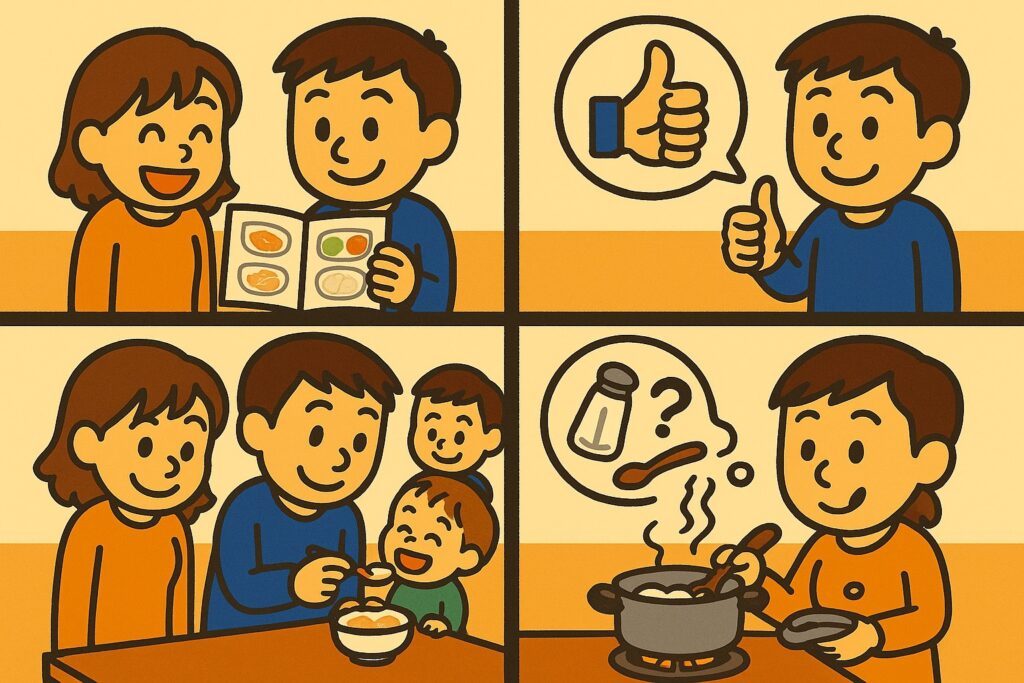 あなたの台所に“神担当”を。— うたまる離乳食で家内安全、パパ正座に関する画像