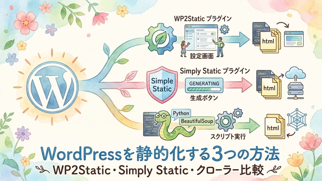 WordPressを静的化する3つの方法 アイキャッチ